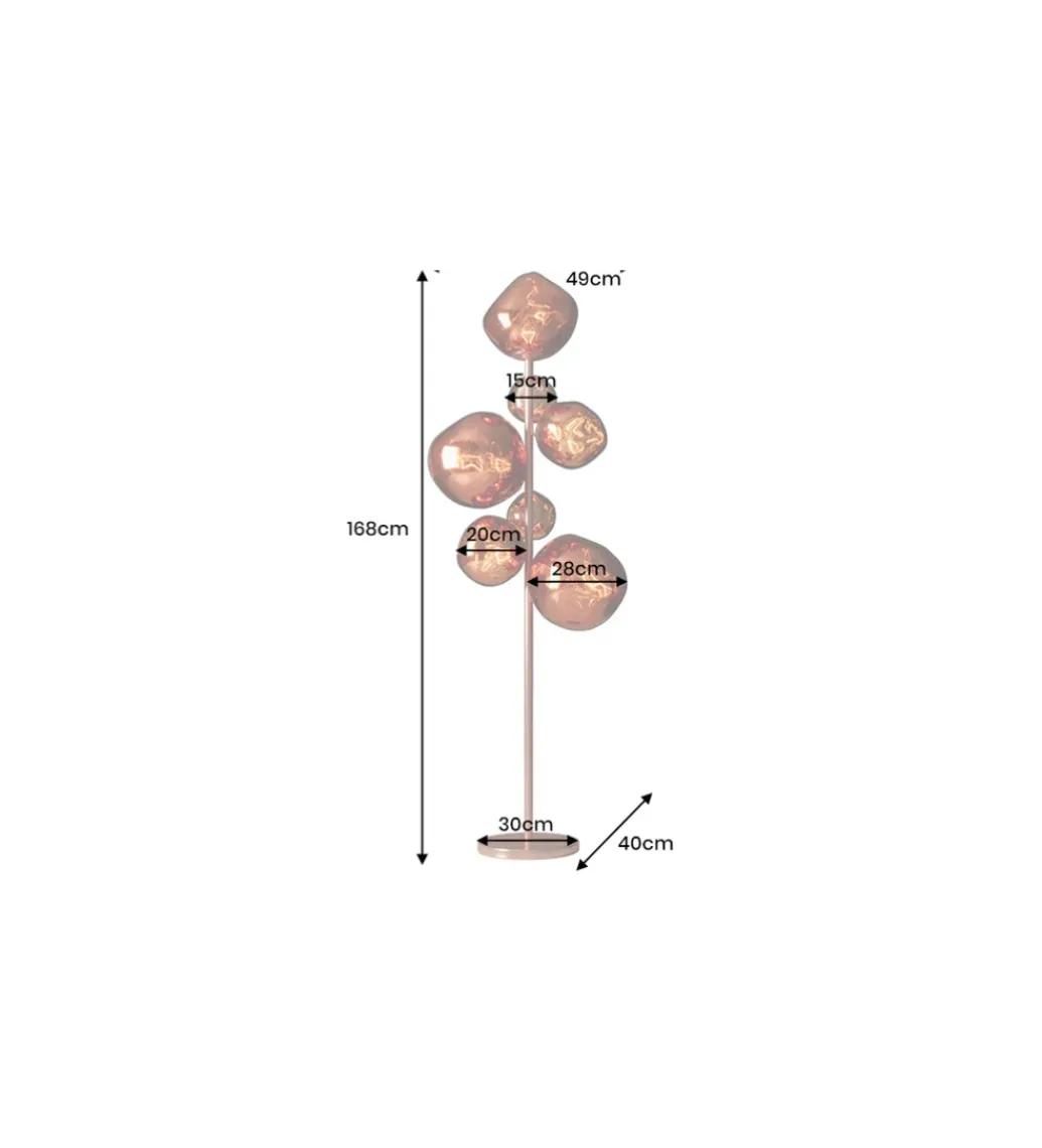 Lampa stojąca LIQUID DIAMOND 170 cm stalowa miedź*Invicta Interior - przedsprzedaż Online