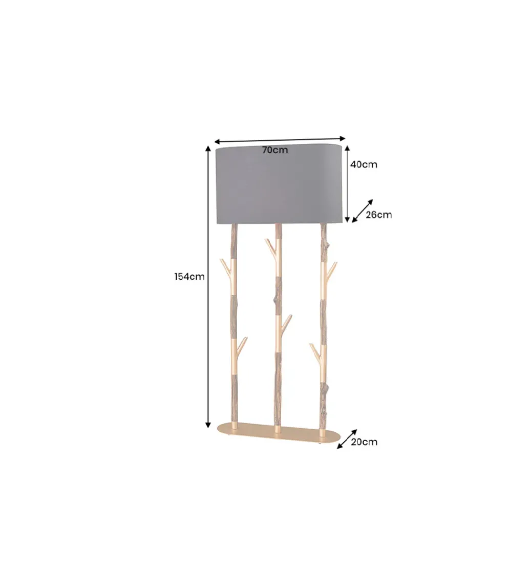 Lampa stojąca WARDROBE 150 cm naturalny z abażurem czarno-złotym*Invicta Interior Discount