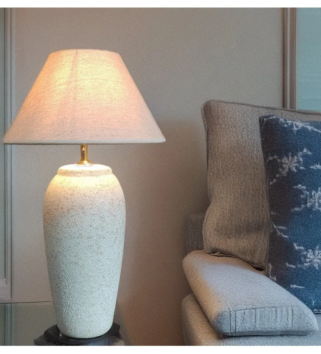 Lampa stołowa ABARMAL 57 cm ceramika antyczna biel*Exclusivas New