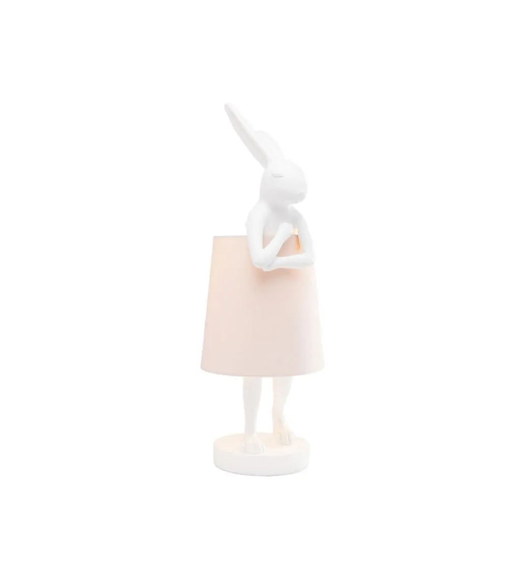 Lampa stołowa Animal Rabbit 68 cm biało różowa*KDesign Online