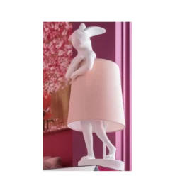 Lampa stołowa Animal Rabbit 68 cm biało różowa*KDesign Online