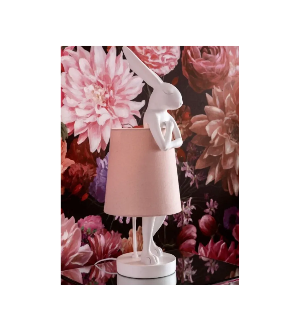 Lampa stołowa Animal Rabbit 68 cm biało różowa*KDesign Online
