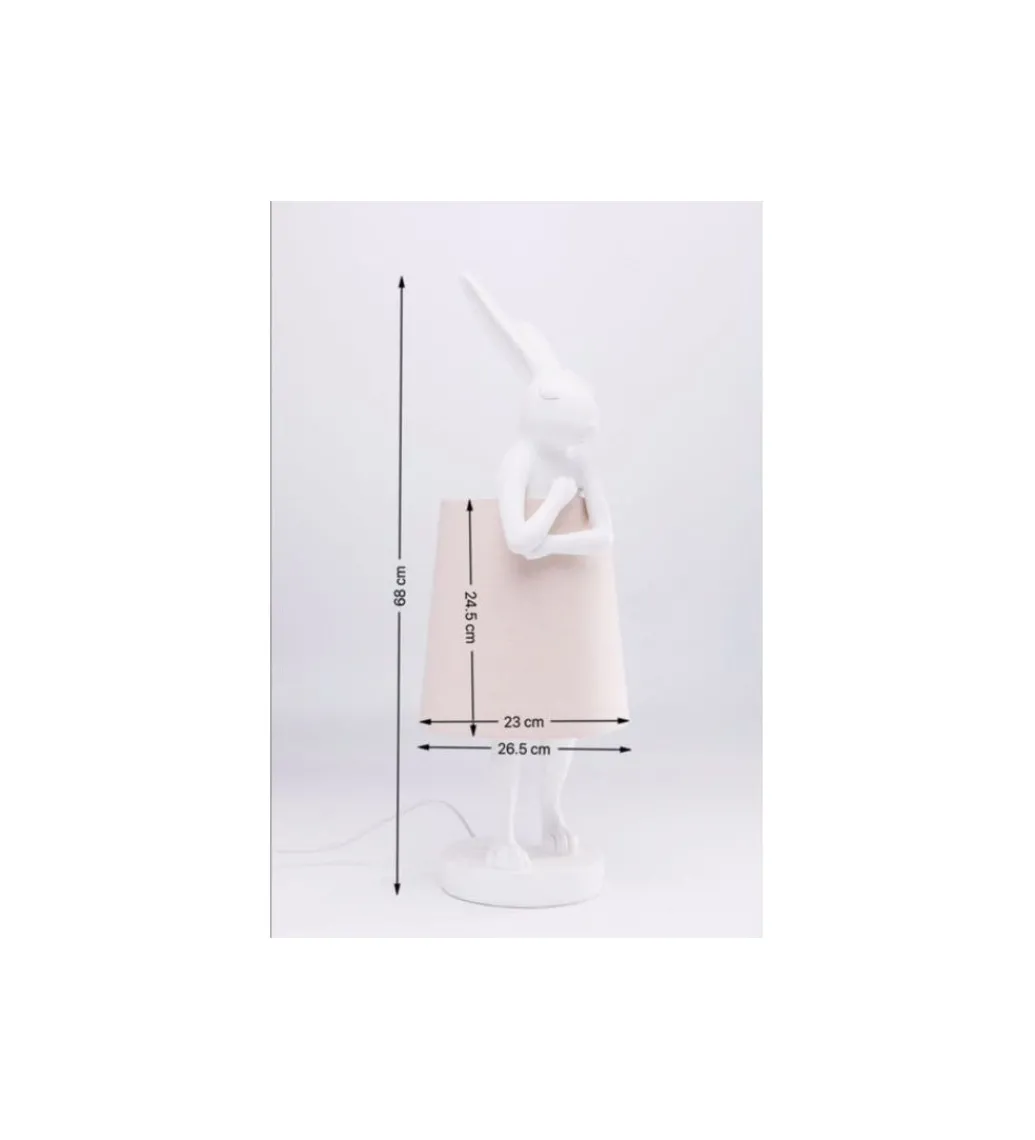 Lampa stołowa Animal Rabbit 68 cm biało różowa*KDesign Online