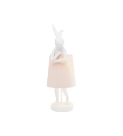 Lampa stołowa Animal Rabbit 68 cm biało różowa*KDesign Online