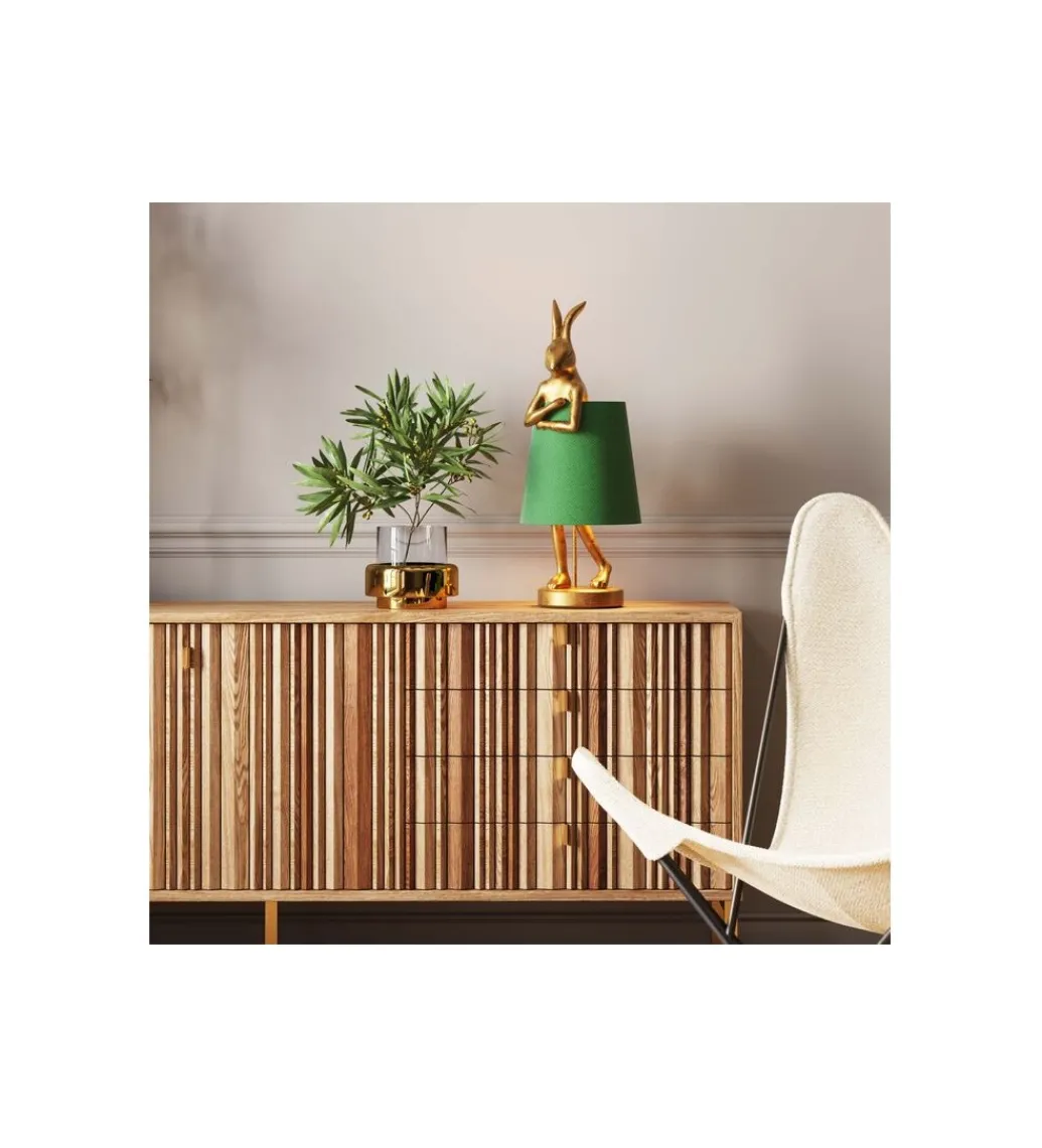 Lampa stołowa Animal Rabbit 68 cm złoto zielona*KDesign New