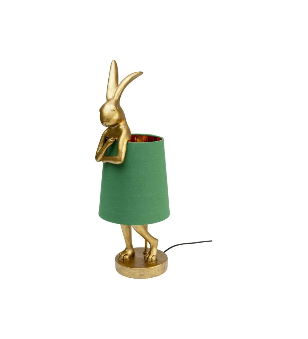 Lampa stołowa Animal Rabbit 68 cm złoto zielona*KDesign New