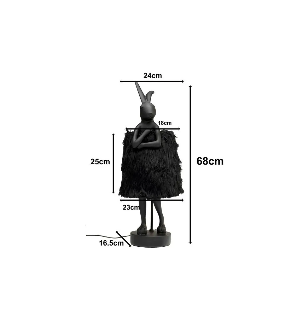 Lampa stołowa ANIMAL RABBIT FUR 68 cm czarna*KDesign Best