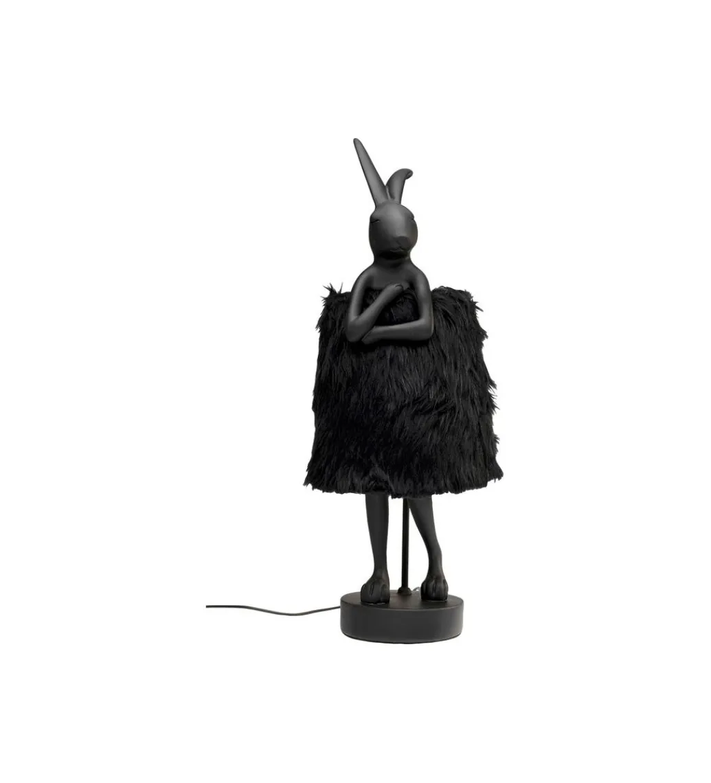 Lampa stołowa ANIMAL RABBIT FUR 68 cm czarna*KDesign Best