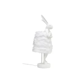 Lampa stołowa ANIMAL RABBIT FUR 68 cm srebrno biała*KDesign Hot
