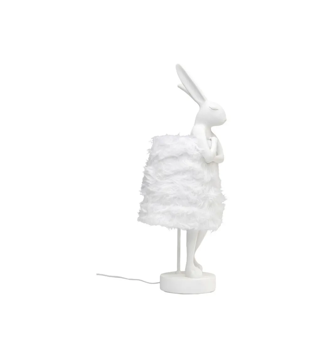 Lampa stołowa ANIMAL RABBIT FUR 68 cm srebrno biała*KDesign Hot