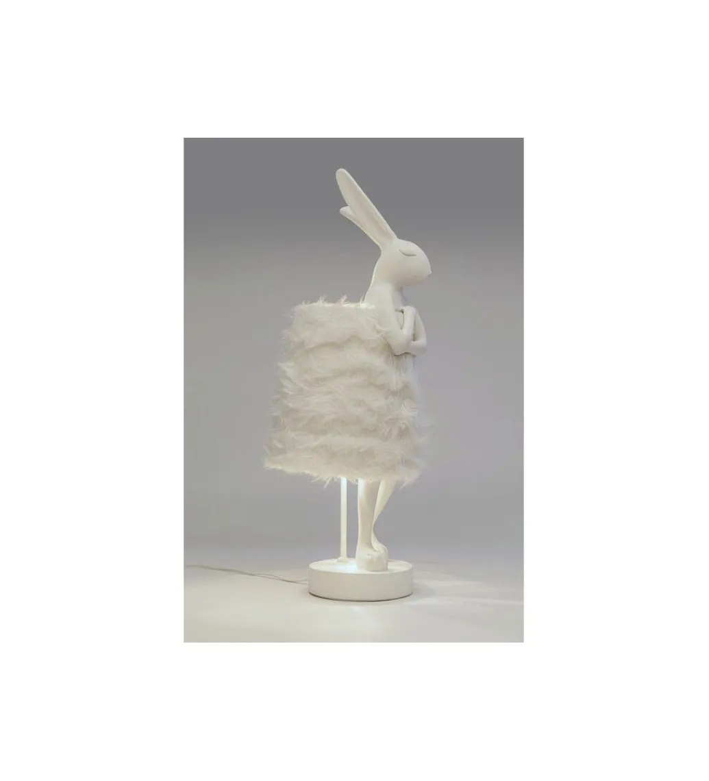 Lampa stołowa ANIMAL RABBIT FUR 68 cm srebrno biała*KDesign Hot
