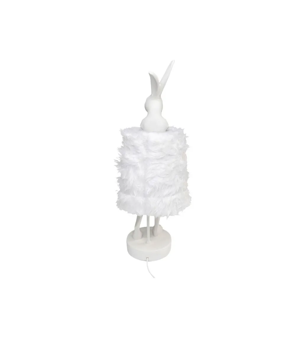 Lampa stołowa ANIMAL RABBIT FUR 68 cm srebrno biała*KDesign Hot