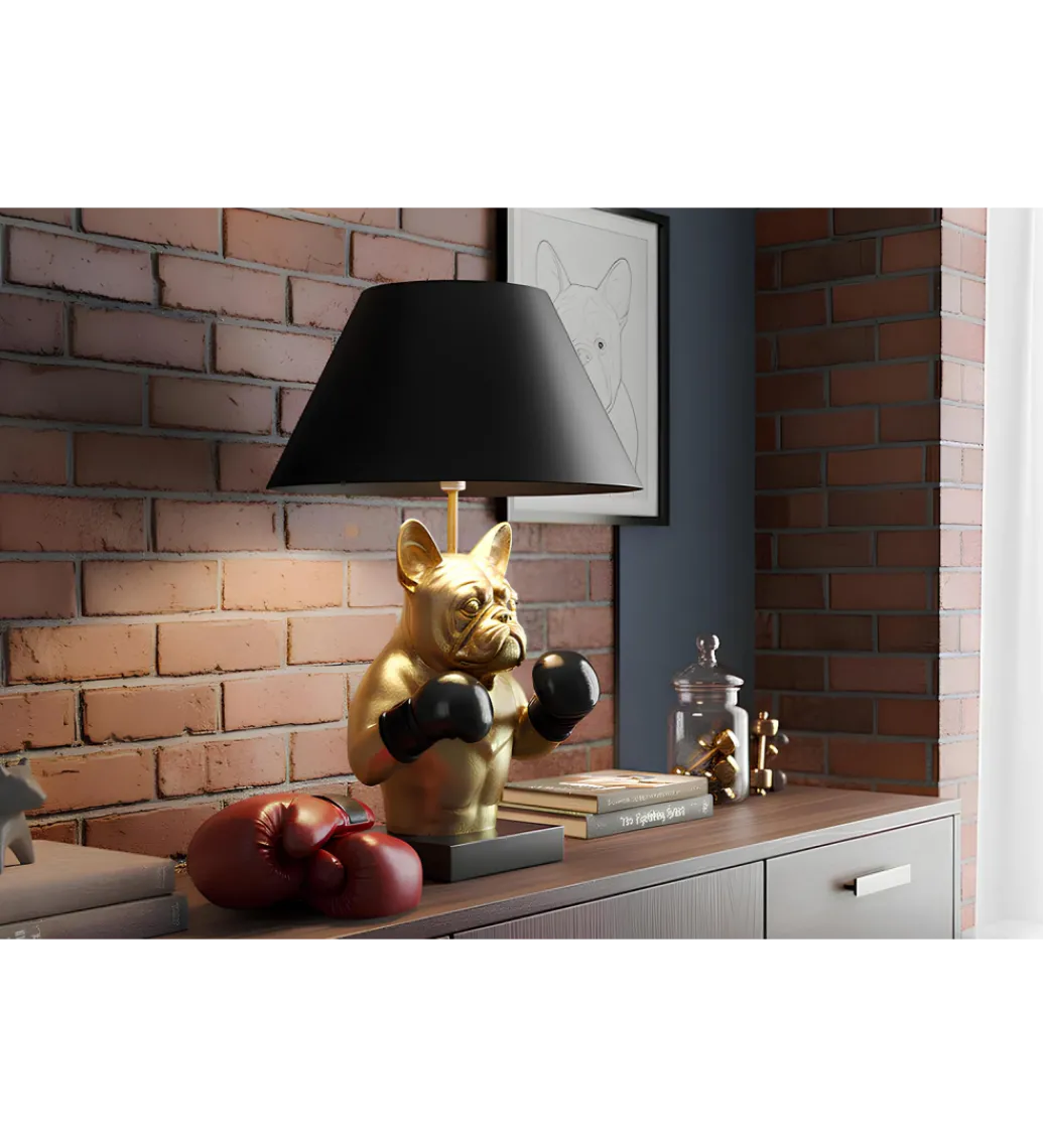Lampa stołowa BULLDOG 55 cm złota czarna*Invicta Interior
