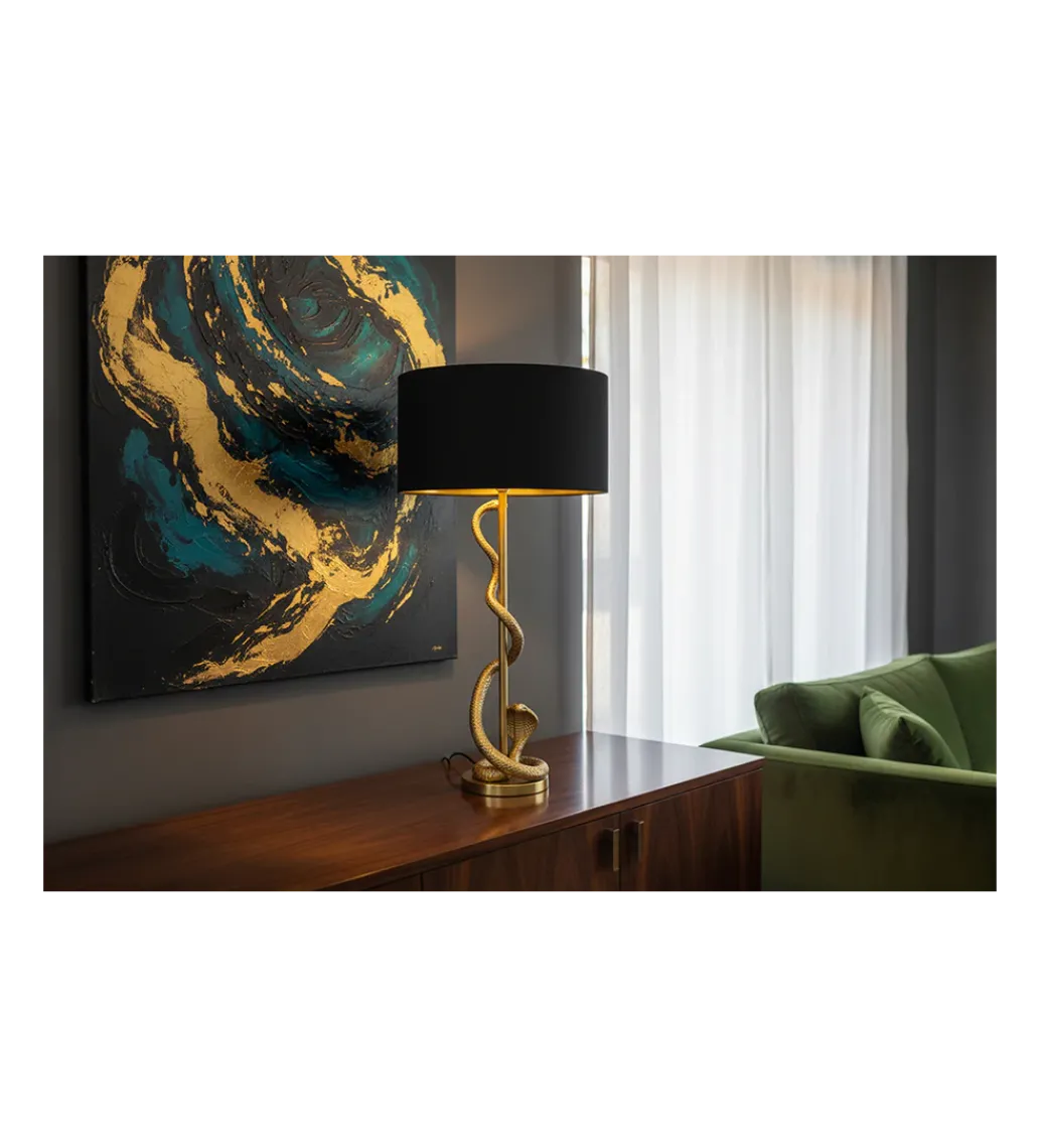 Lampa stołowa COBRA 110 cm czarna złota*Invicta Interior Outlet