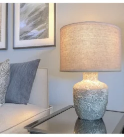Lampa stołowa DADET 28 cm ceramika antyczna biała*Exclusivas Discount