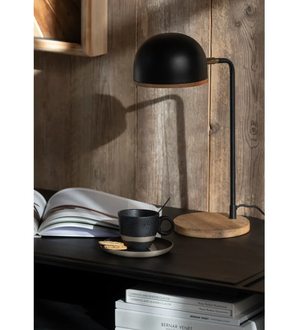 Lampa stołowa EVY 48 cm czarna naturalna*J-Line New