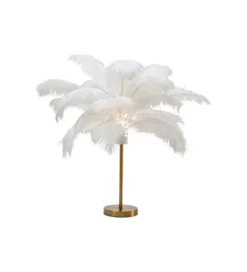 Lampa stołowa FEATHER PALM 60 cm pióra biała*KDesign Discount