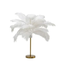 Lampa stołowa FEATHER PALM 60 cm pióra biała*KDesign Discount