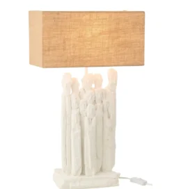 Lampa stołowa FIGURINES 58 cm biała naturalna*J-Line