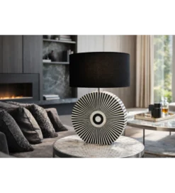 Lampa stołowa HARMONY NATURE 65 cm czarnobiała*Invicta Interior Outlet