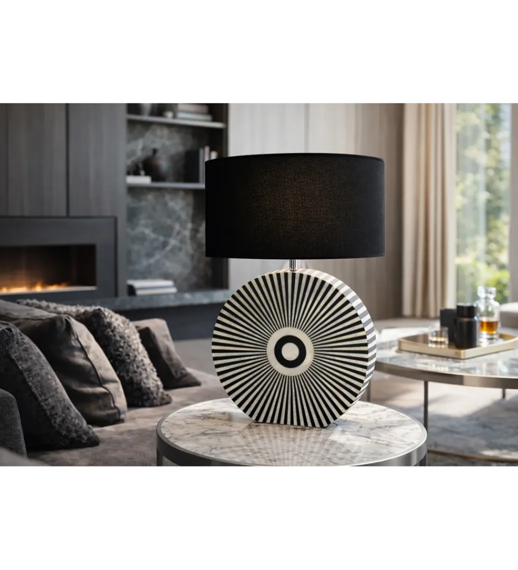 Lampa stołowa HARMONY NATURE 65 cm czarnobiała*Invicta Interior Outlet
