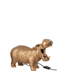 Lampa stołowa Hippo 25 cm antyczny miedź*J-Line Best