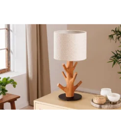 Lampa stołowa JEWELRY 60 cm drewno mangostan boucle*Invicta Interior Outlet