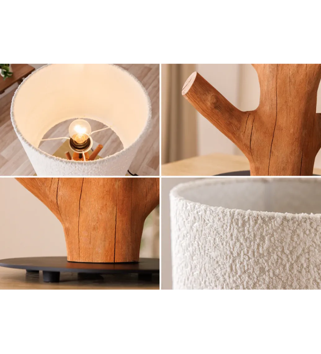 Lampa stołowa JEWELRY 60 cm drewno mangostan boucle*Invicta Interior Outlet