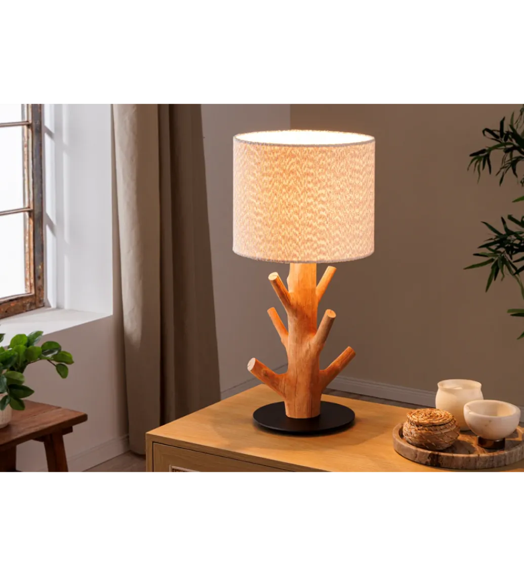 Lampa stołowa JEWELRY 60 cm drewno mangostan boucle*Invicta Interior Outlet