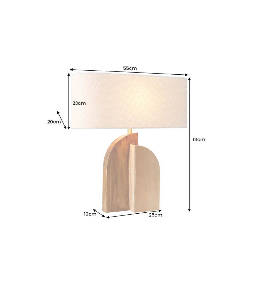 Lampa stołowa LOVERS 60 cm drewno deszczowe boucle*Invicta Interior