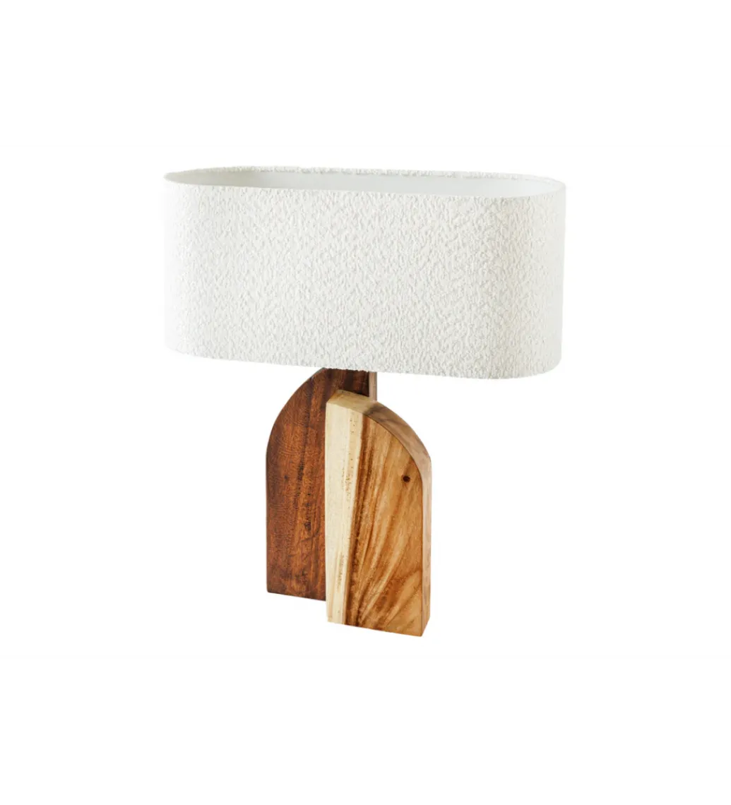 Lampa stołowa LOVERS 60 cm drewno deszczowe boucle*Invicta Interior
