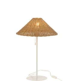 Lampa stołowa MERTAN 50 cm rattan biała*J-Line Online