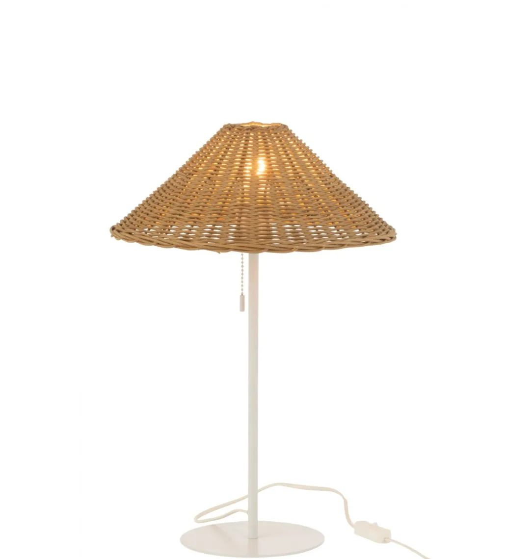 Lampa stołowa MERTAN 50 cm rattan biała*J-Line Online