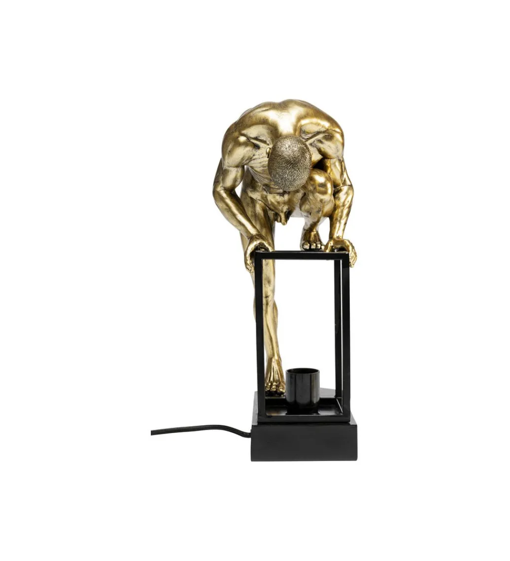 Lampa stołowa NUDE MAN STRECHING 39 cm złota*KDesign Online
