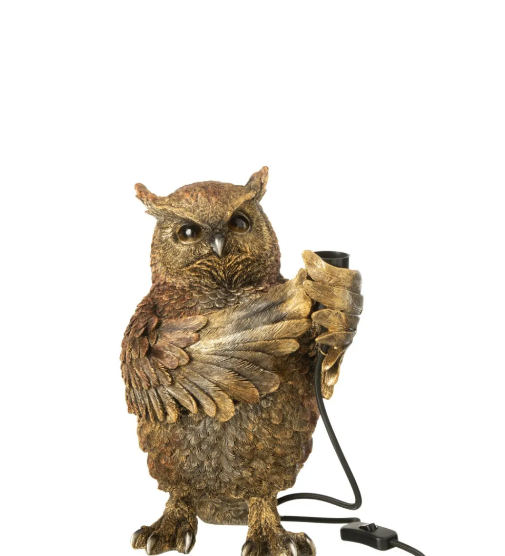 Lampa stołowa OWL 37 cm antyczny złoto*J-Line Hot