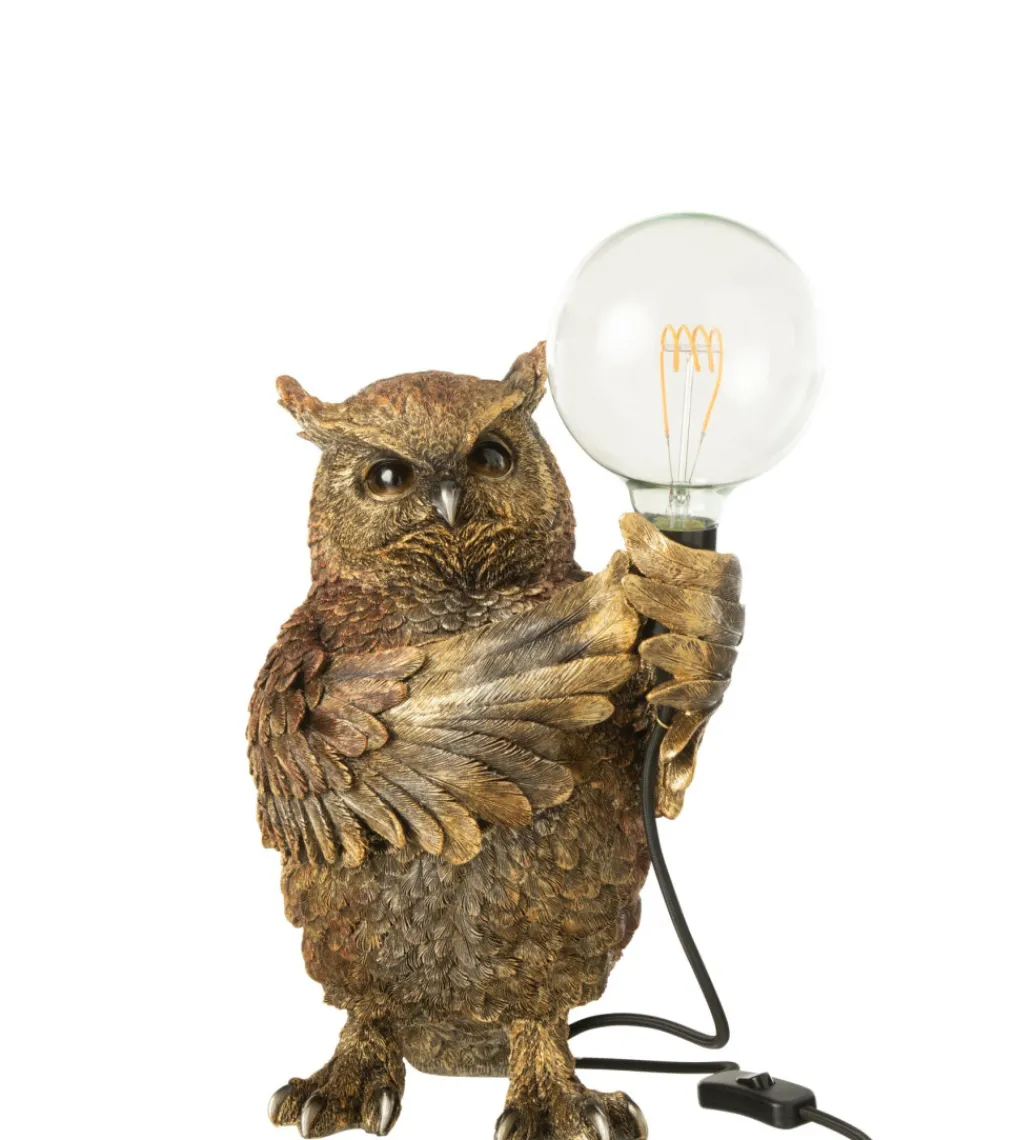 Lampa stołowa OWL 37 cm antyczny złoto*J-Line Hot