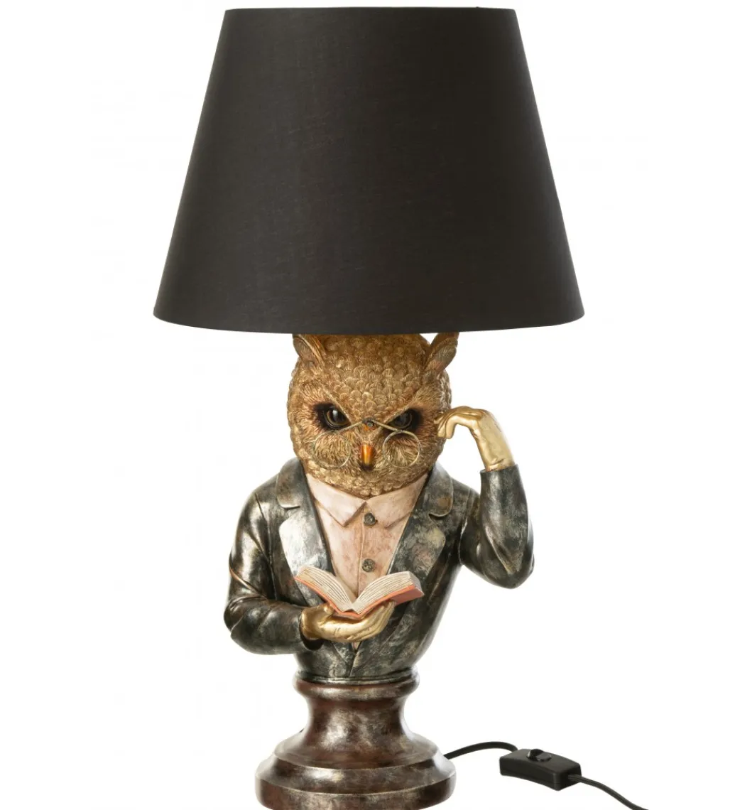 Lampa stołowa OWL SHADE 56 cm złoto antyczny brąz*J-Line Best