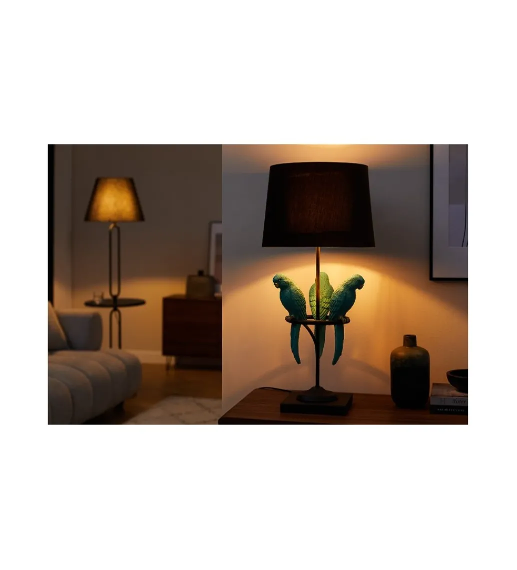 Lampa stołowa Papuga 35 cm czarno turkusowa*Invicta Interior Clearance