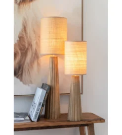 Lampa stołowa UMBRELLA 78 cm drewno ailantus naturalna*J-Line Outlet
