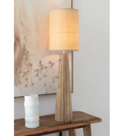 Lampa stołowa UMBRELLA 78 cm drewno ailantus naturalna*J-Line Outlet