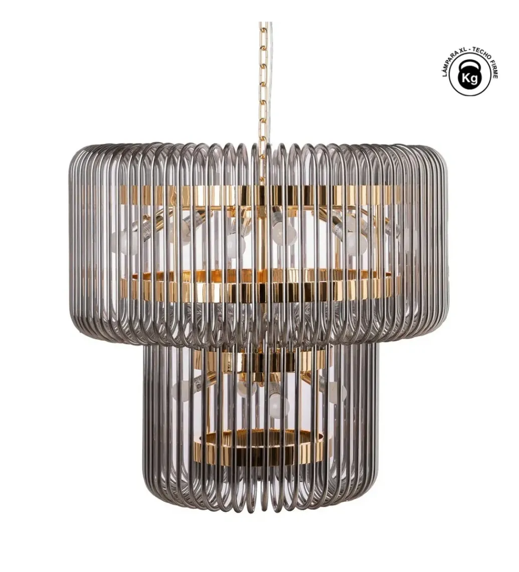 Lampa wisząca CELINK 80 cm złoto szara*DENZO Best