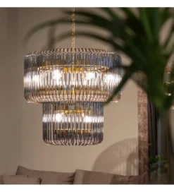 Lampa wisząca CELINK 80 cm złoto szara*DENZO Best