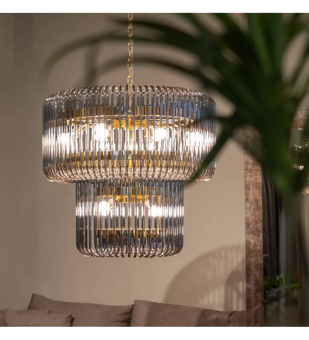 Lampa wisząca CELINK 80 cm złoto szara*DENZO Best