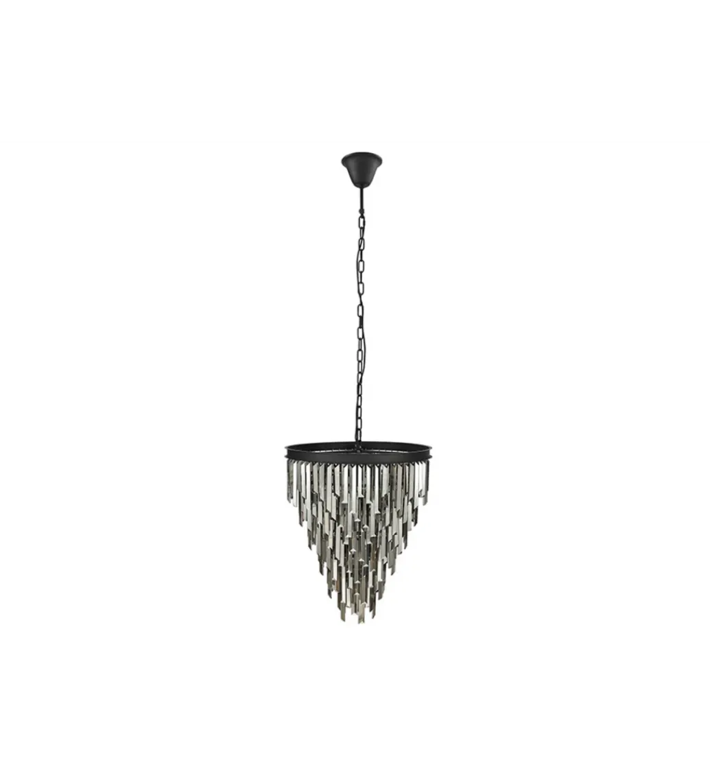 Lampa wisząca CRYSTAL 50 cm czarne szkło pryzmaty szare*Invicta Interior Sale