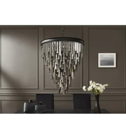 Lampa wisząca CRYSTAL 50 cm czarne szkło pryzmaty szare*Invicta Interior Sale