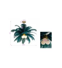 Lampa wisząca FEATHER PALM 87 cm zielona*KDesign