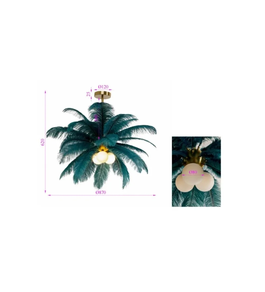 Lampa wisząca FEATHER PALM 87 cm zielona*KDesign