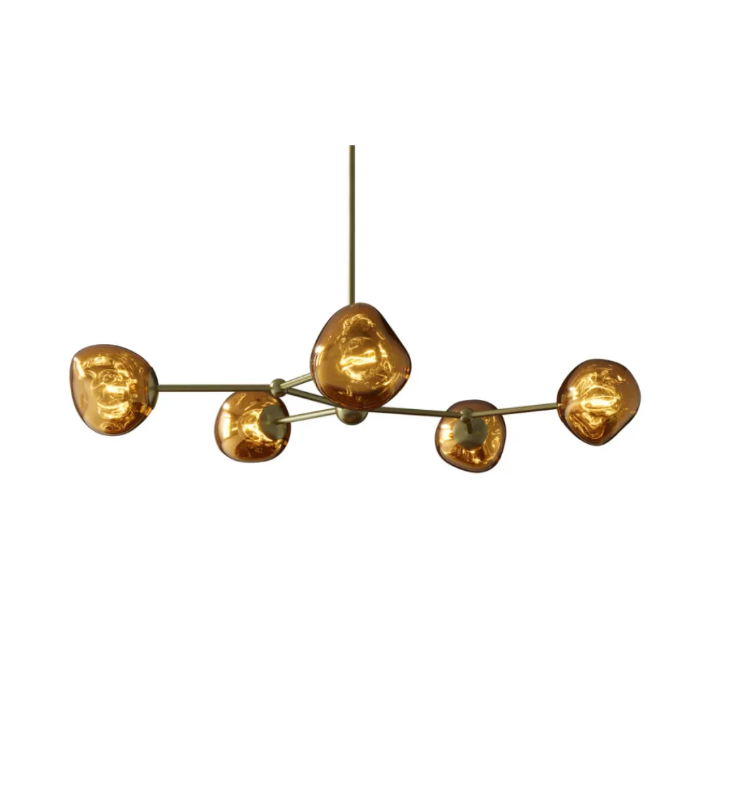 Lampa wisząca LIQUID DIAMOND 5 kloszy szkło złoty*Invicta Interior Best