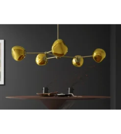 Lampa wisząca LIQUID DIAMOND 5 kloszy szkło złoty*Invicta Interior Best
