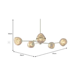 Lampa wisząca LIQUID DIAMOND 5 kloszy szkło złoty*Invicta Interior Best